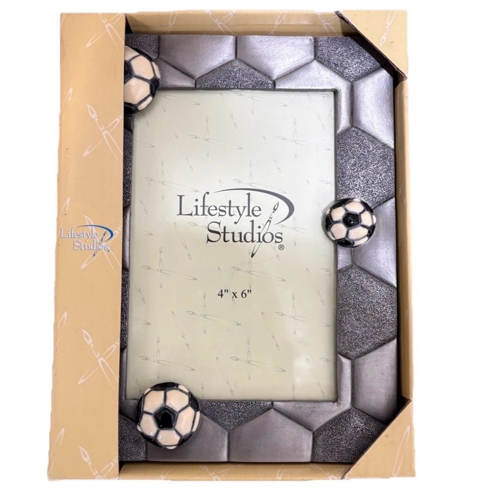 Soccer Ball Sport Pewter Photo Frame By Lifestyle Studios Gift or Award 4X6 NIB